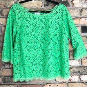Anthropologie Weston Wear Green Lace Top